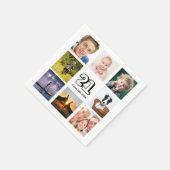 Serviette En Papier fête du 21e anniversaire photo collage gars (Coin)