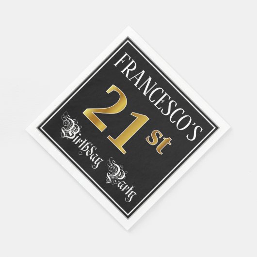 Serviette En Papier Fête du 21e anniversaire — Script fantaisie, Faux (Coin)