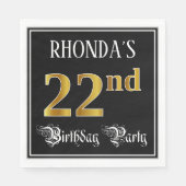 Serviette En Papier Fête du 22e anniversaire — Script fantaisie, Faux  (Devant)
