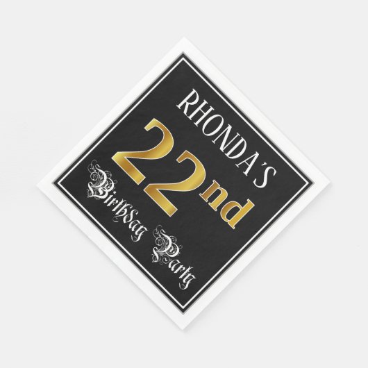 Serviette En Papier Fête du 22e anniversaire — Script fantaisie, Faux (Coin)