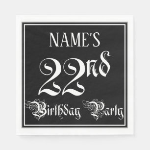 Serviette En Papier Fête du 22e anniversaire — Script fantaisie + Nom