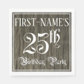 Serviette En Papier Fête du 25e anniversaire — Script fantaisie, Faux (Devant)