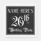 Serviette En Papier Fête du 26e anniversaire — Script fantaisie + Nom  (Devant)