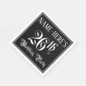 Serviette En Papier Fête du 26e anniversaire — Script fantaisie + Nom  (Coin)