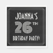 Serviette En Papier Fête du 26e anniversaire : Style Art Déco + Nom pe (Devant)