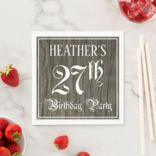 Serviette En Papier Fête du 27e anniversaire — Script fantaisie, Faux 