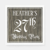 Serviette En Papier Fête du 27e anniversaire — Script fantaisie, Faux (Devant)