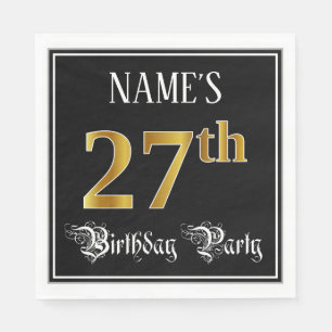 Serviette En Papier Fête du 27e anniversaire — Script fantaisie, Faux