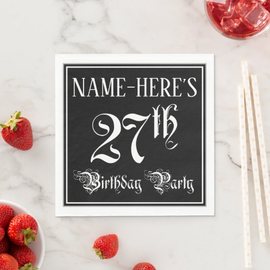 Serviette En Papier Fête du 27e anniversaire — Script fantaisie + Nom (En situation)