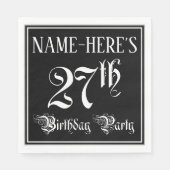 Serviette En Papier Fête du 27e anniversaire — Script fantaisie + Nom (Devant)