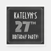 Serviette En Papier Fête du 27e anniversaire : Style Art Déco + Nom pe (Devant)