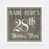 Serviette En Papier Fête du 28e anniversaire — Script fantaisie, Faux (Devant)