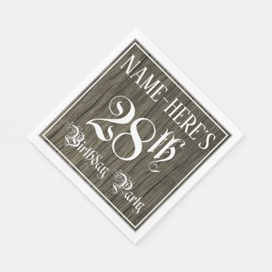 Serviette En Papier Fête du 28e anniversaire — Script fantaisie, Faux (Coin)