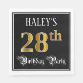 Serviette En Papier Fête du 28e anniversaire — Script fantaisie, Faux (Devant)