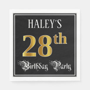 Serviette En Papier Fête du 28e anniversaire — Script fantaisie, Faux