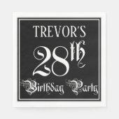 Serviette En Papier Fête du 28e anniversaire — Script fantaisie + Nom (Devant)