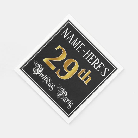 Serviette En Papier Fête du 29e anniversaire — Script fantaisie, Faux (Coin)