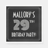 Serviette En Papier Fête du 29e anniversaire : Style Art Déco + Nom pe (Devant)