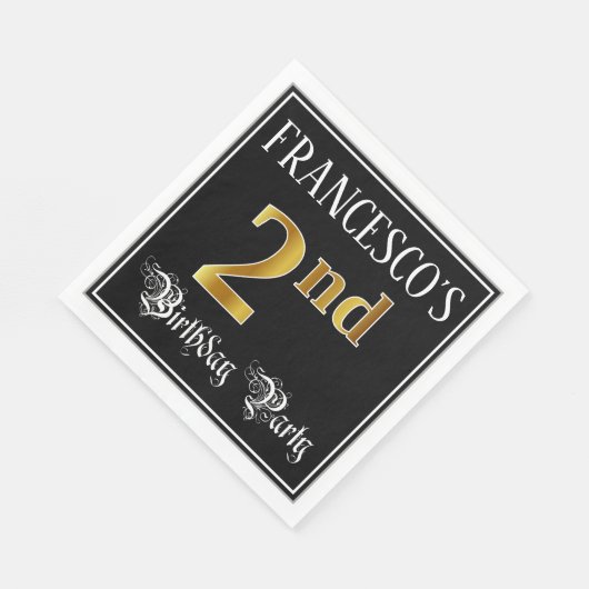 Serviette En Papier Fête du 2e anniversaire — Script fantaisie, look o (Coin)