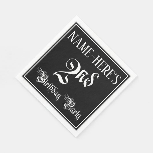 Serviette En Papier Fête du 2ème anniversaire — Script fantaisie + Nom (Coin)