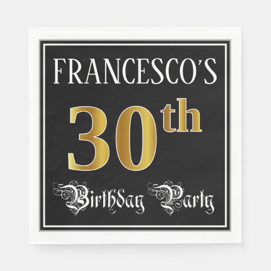 Serviette En Papier Fête du 30e anniversaire — Script fantaisie, Faux (Devant)