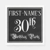 Serviette En Papier Fête du 30e anniversaire — Script fantaisie + Nom  (Devant)