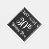 Serviette En Papier Fête du 30e anniversaire — Script fantaisie + Nom  (Coin)