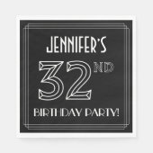 Serviette En Papier Fête du 32e anniversaire : Style Art Déco + Nom pe (Devant)