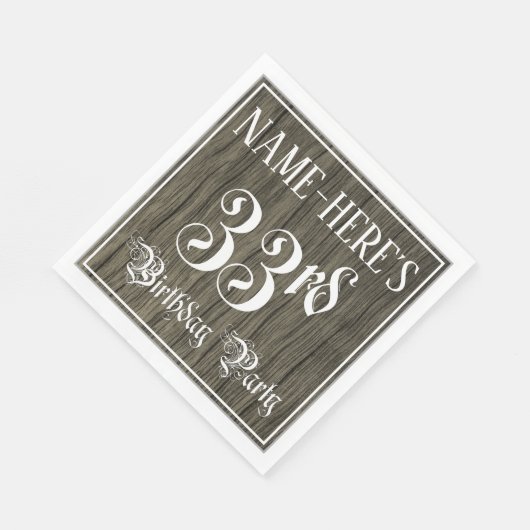 Serviette En Papier Fête du 33e anniversaire — Script fantaisie, Faux (Coin)