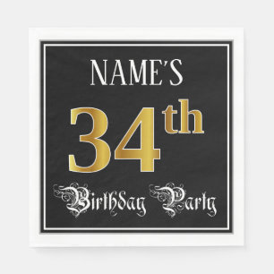 Serviette En Papier Fête du 34e anniversaire — Script fantaisie, Faux 