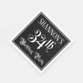 Serviette En Papier Fête du 34e anniversaire — Script fantaisie + Nom (Coin)