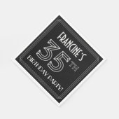 Serviette En Papier Fête du 35e anniversaire : Style Art Déco + Nom pe (Coin)