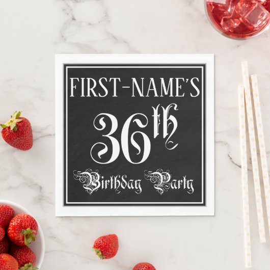 Serviette En Papier Fête du 36e anniversaire — Script fantaisie + Nom  (En situation)