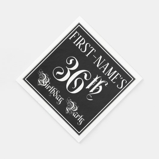Serviette En Papier Fête du 36e anniversaire — Script fantaisie + Nom  (Coin)