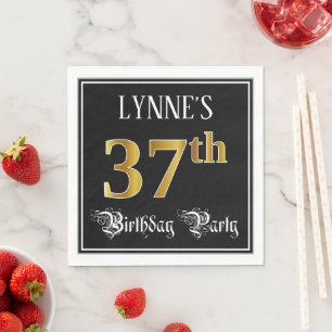 Serviette En Papier Fête du 37e anniversaire — Script fantaisie, Faux