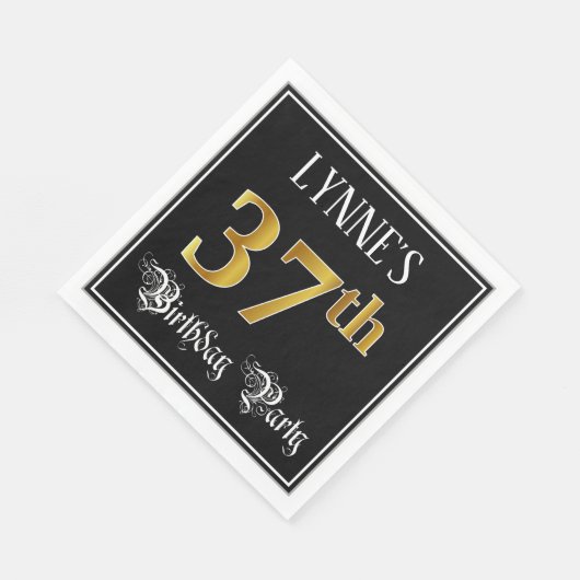 Serviette En Papier Fête du 37e anniversaire — Script fantaisie, Faux  (Coin)