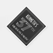 Serviette En Papier Fête du 37e anniversaire : Style Art Déco + Nom pe (Coin)