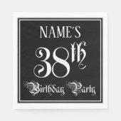 Serviette En Papier Fête du 38e anniversaire — Script fantaisie + Nom (Devant)