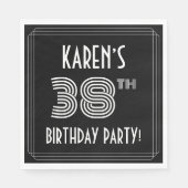 Serviette En Papier Fête du 38e anniversaire : Style Art Déco + Nom pe (Devant)
