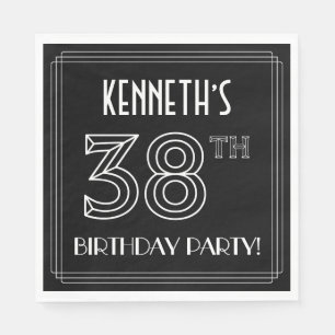 Serviette En Papier Fête du 38e anniversaire : Style Art Déco + Nom pe