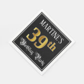 Serviette En Papier Fête du 39e anniversaire — Script fantaisie, Faux (Coin)