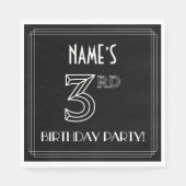 Serviette En Papier Fête du 3ème anniversaire : Style Art Déco + Nom p (Devant)
