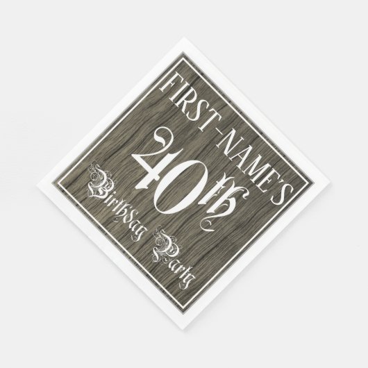 Serviette En Papier Fête du 40e anniversaire — Script fantaisie, Faux (Coin)