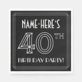 Serviette En Papier Fête du 40e anniversaire : Style Art Déco + Nom pe (Devant)