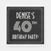 Serviette En Papier Fête du 40e anniversaire : Style Art Déco + Nom pe (Devant)