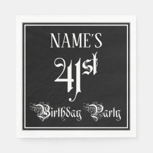 Serviette En Papier Fête du 41e anniversaire — Script fantaisie + Nom 