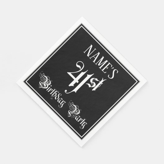 Serviette En Papier Fête du 41e anniversaire — Script fantaisie + Nom  (Coin)