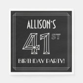 Serviette En Papier Fête du 41e anniversaire : Style Art Déco + Nom pe (Devant)