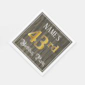 Serviette En Papier Fête du 43e anniversaire — Faux Gold & Faux Wood L (Coin)