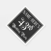 Serviette En Papier Fête du 43e anniversaire — Script fantaisie + Nom (Coin)